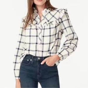 { J.Crew Ruffle Plaid Popover }